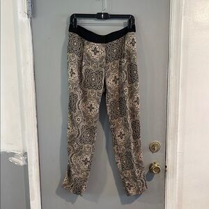 Max‎ Mara Weekend Womens Pants Beige Black Paisley Dress Trousers Size 8